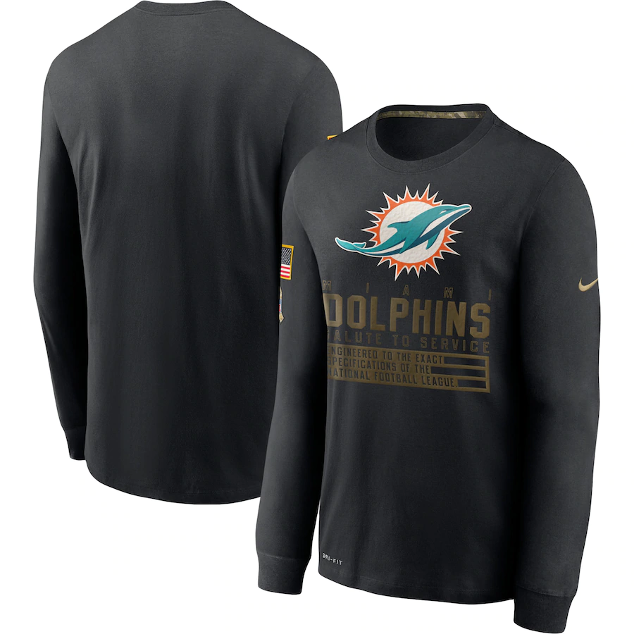 Men NFL Miami Dolphins T Shirt Nike Olive Salute To Service Green